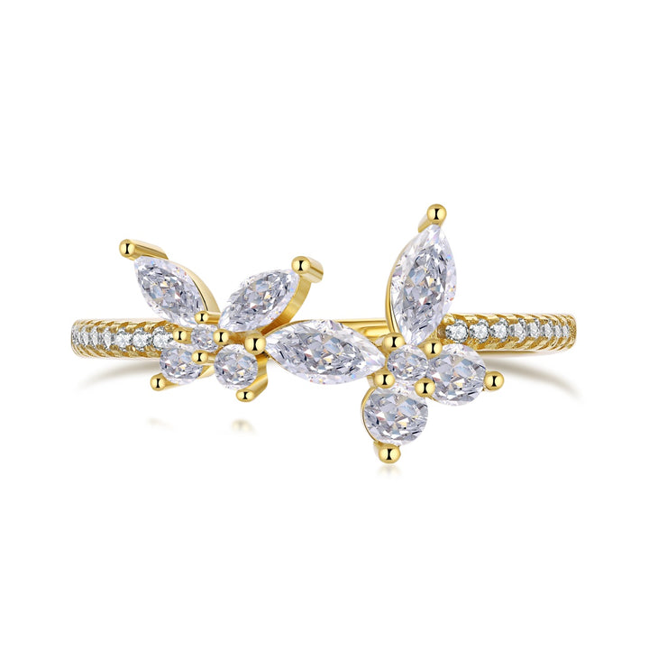 Duo butterfly band ring