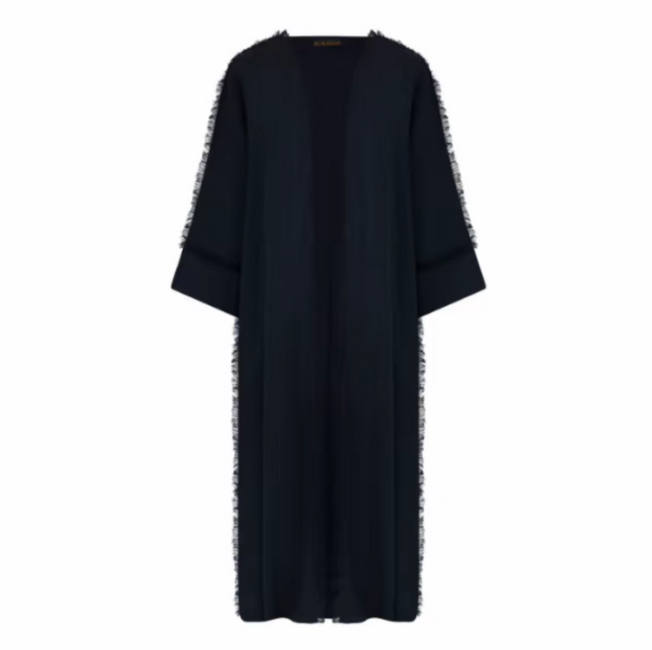 Ruffle linen open abaya