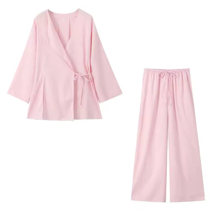 Linen belted kimono co-ord