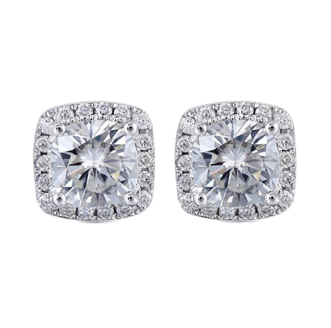 Cushion cut halo earrings