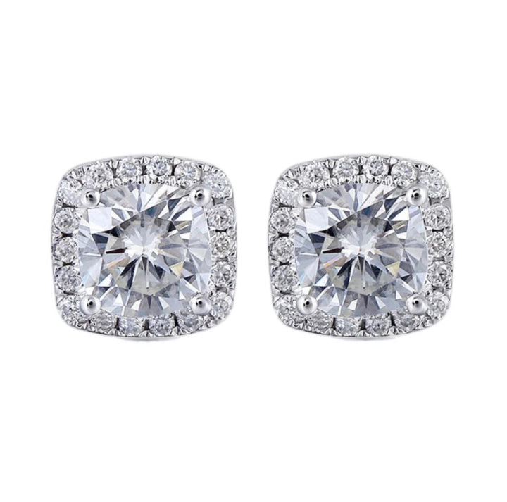 Cushion cut halo earrings