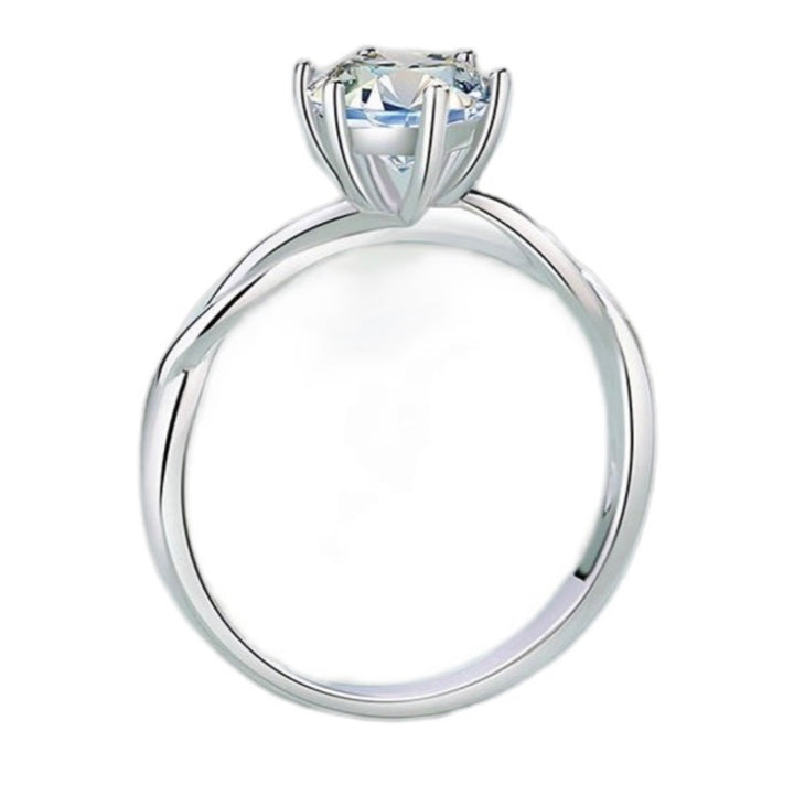 Twisted sterling silver moissanite  engagement ring