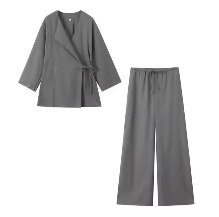 Linen belted kimono co-ord