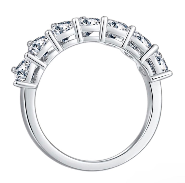 Row of hearts moissanite ring