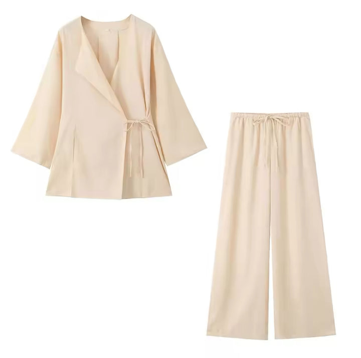 Linen belted kimono co-ord