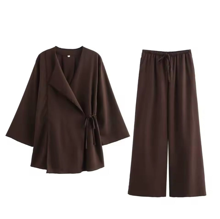 Linen belted kimono co-ord