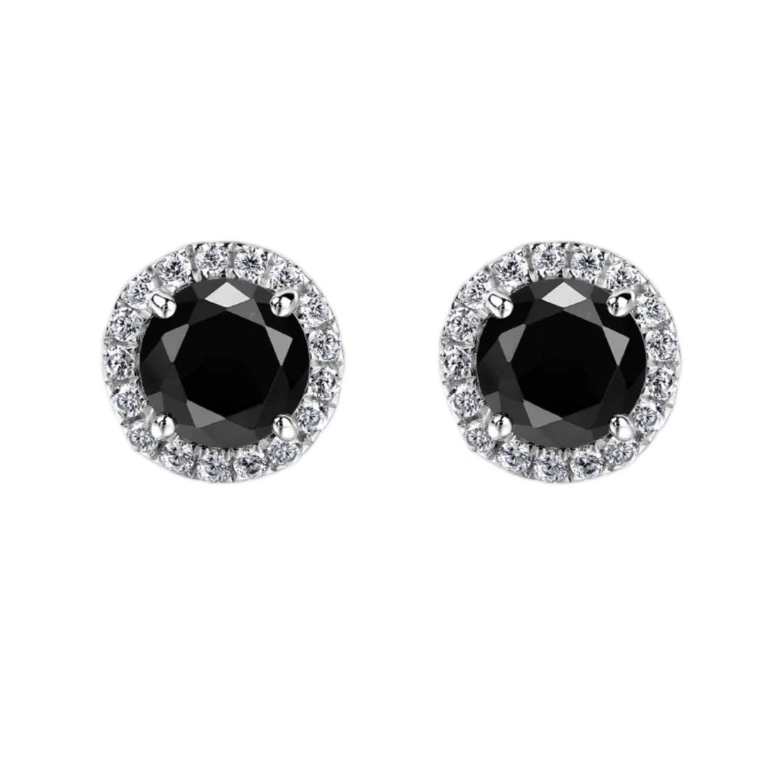 Round cut black moissanite earring