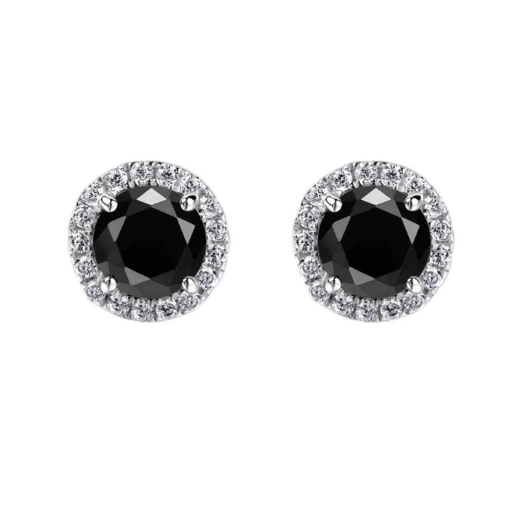 Round cut black moissanite earring