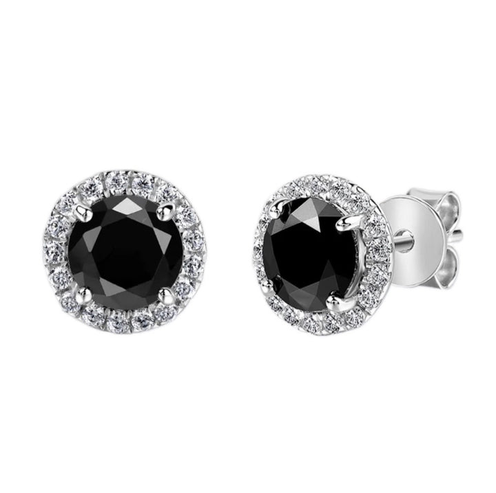 Round cut black moissanite earring